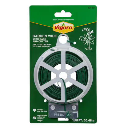 100 Ft. Heavy-Duty Garden Wire with Case and Cutter for Fencing and Plant Support