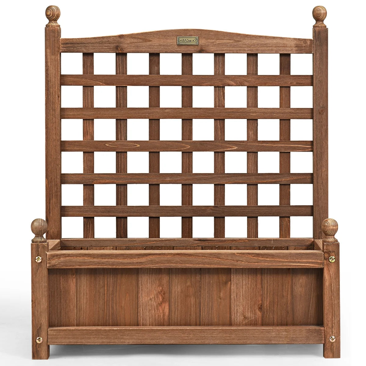 Solid Wood Planter Box with Trellis Weather-Resistant Outdoor 25''X11''X30''