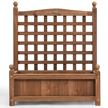 Solid Wood Planter Box with Trellis Weather-Resistant Outdoor 25''X11''X30''