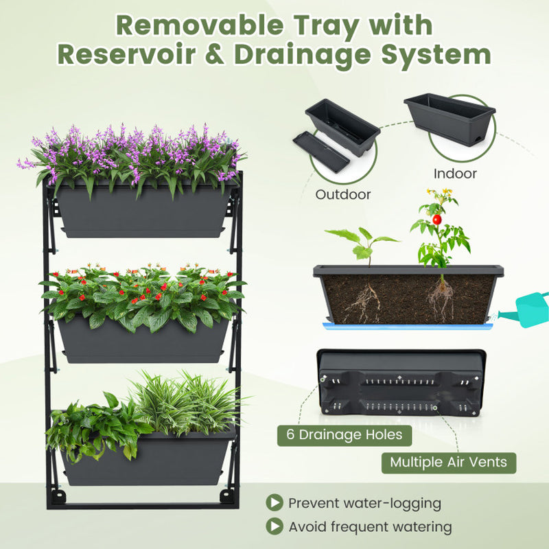 Hanging Vertical Planter Wall-Mounted Adjustable with Detachable Hooks
