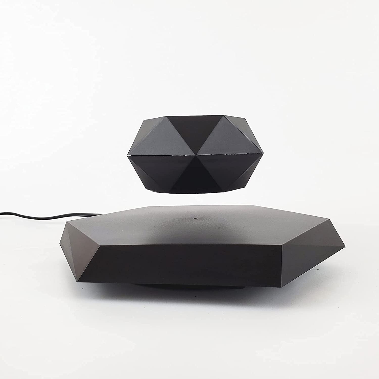 Magnetic Levitating Plant Pot - Rotating Floating Planter for Home and Office Decoration (Black)