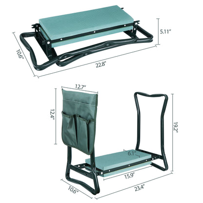 Folding Garden Kneeler Bench Kneeling Soft Eva Pad Seat with Stool Pouch