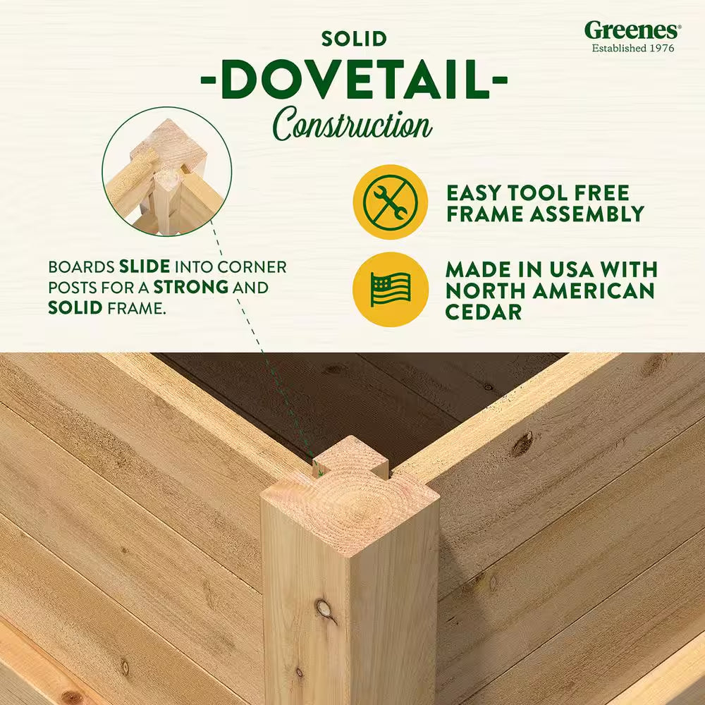 Original Natural Wood Cedar Square Elevated Garden Raised Bed with Legs (16 In. L X 16 In. W X 17 In. H)