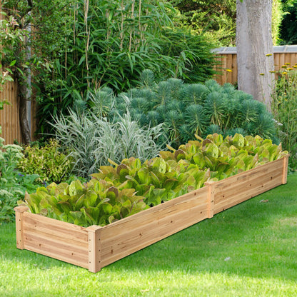 Wooden Vegetable Raised Garden Bed Backyard Patio Grow Flowers Planter with 2 Planting Compartments