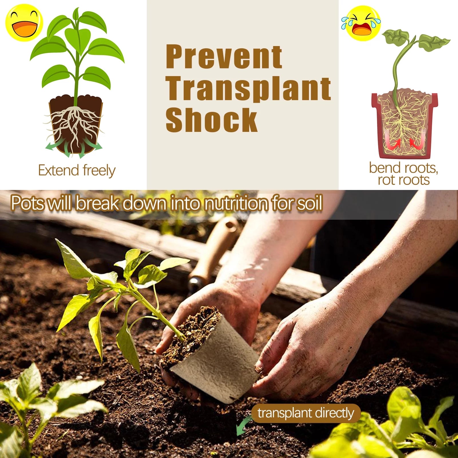 120 Pack Peat Pots for Seedlings, 3.15 Inch Biodegradable Seed Starter Planting Pots for Seedlings