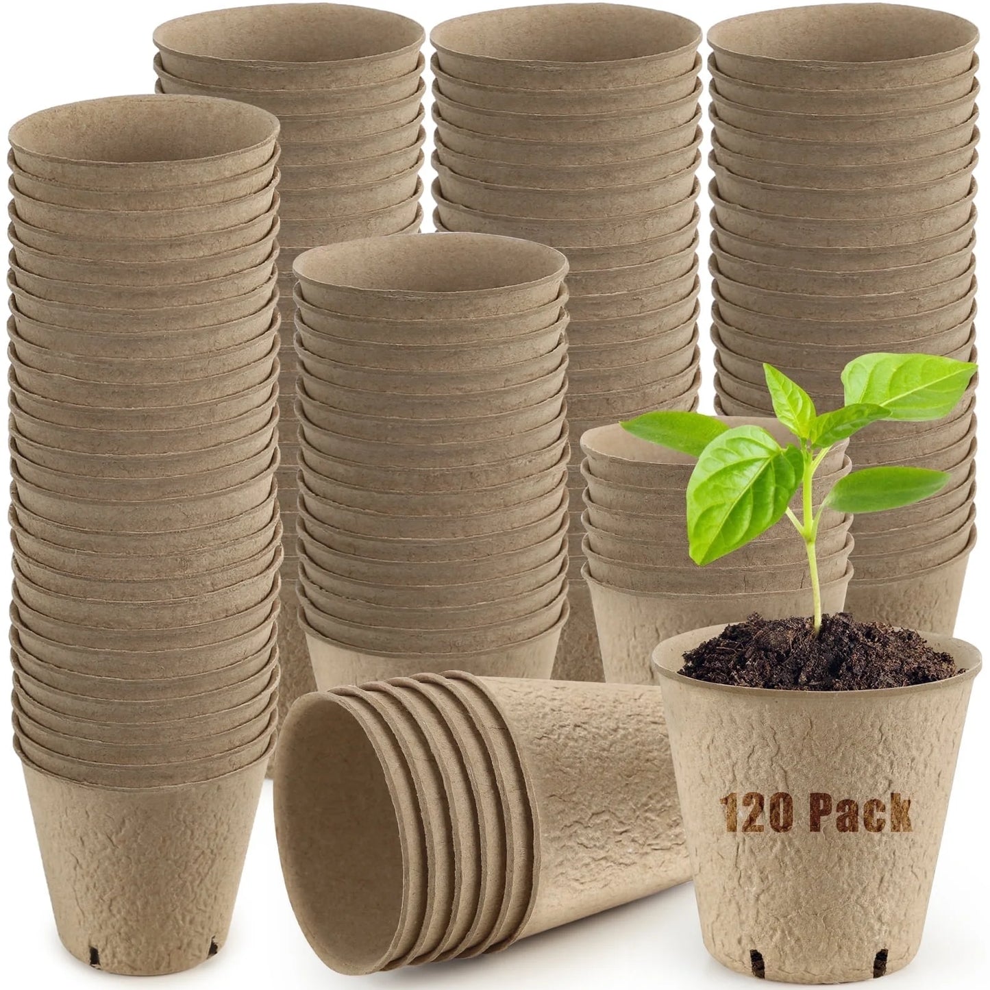 120 Pack Peat Pots for Seedlings, 3.15 Inch Biodegradable Seed Starter Planting Pots for Seedlings