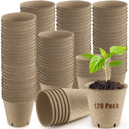 120 Pack Peat Pots for Seedlings, 3.15 Inch Biodegradable Seed Starter Planting Pots for Seedlings