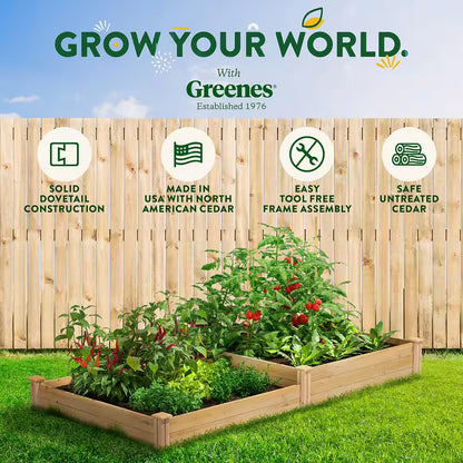 Premium Sanded Natural Cedar 2-Tiered Raised Garden Bed with 3/4 In. Thick Boards (96 In. L X 48 In. W X 10.5 In. H)