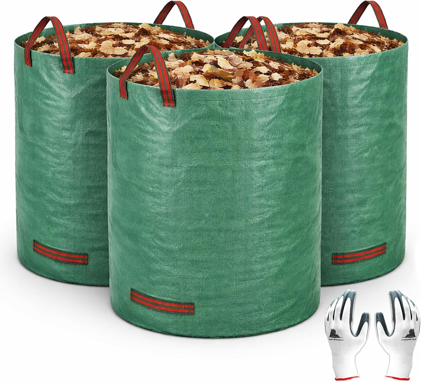 3-Pack 72 Gallon Yard Waste Bags, Reusable Heavy Duty Collapsible Garden Leaf Bags with Plastic Ring, Stand-Up Yard Waste Bin for Leaves, Lawn Debris & Grass Clippings