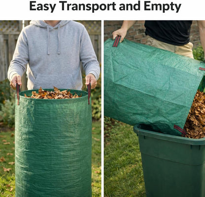 3-Pack 72 Gallon Yard Waste Bags, Reusable Heavy Duty Collapsible Garden Leaf Bags with Plastic Ring, Stand-Up Yard Waste Bin for Leaves, Lawn Debris & Grass Clippings